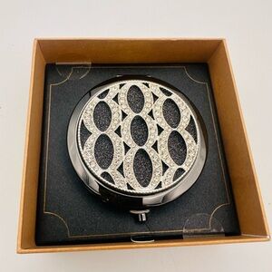 Monet Silver and Black Compact Mirror